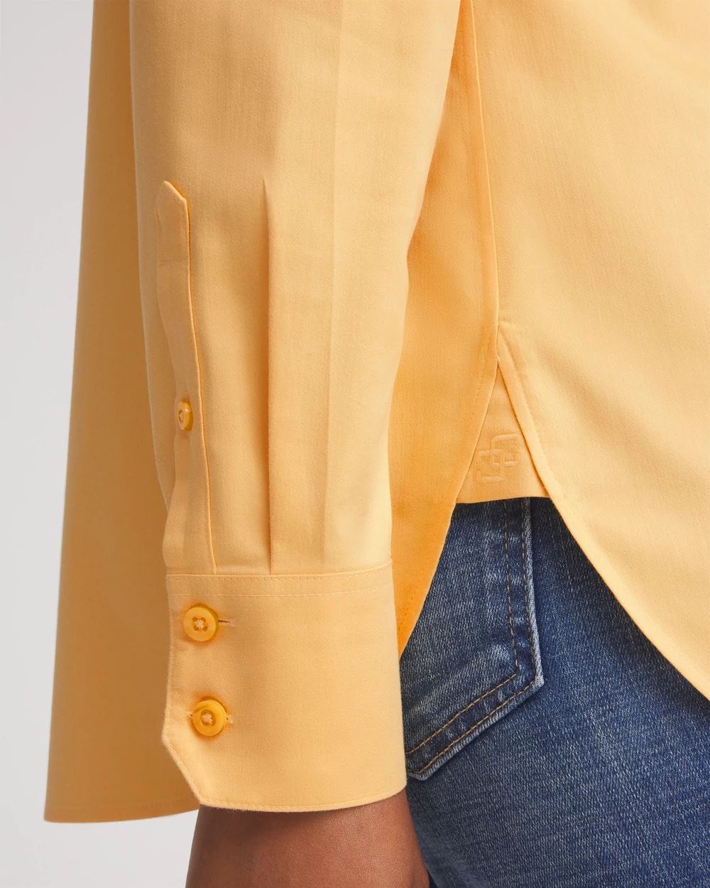 No Iron™ Blue Lotus Stretch-Sateen Shirt | Chico's